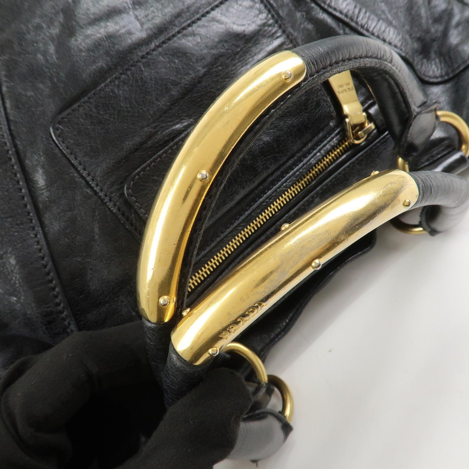 Prada Logo Tote Bag - Black, Leather