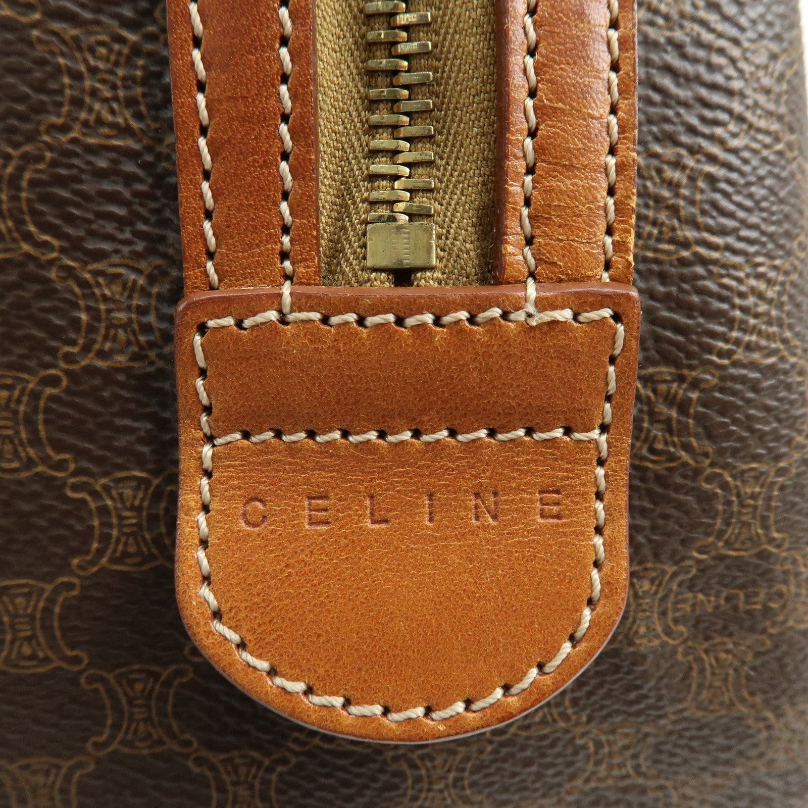 Celine Macadam Logo 2Way Boston Hand Bag - Brown, PVC Leather