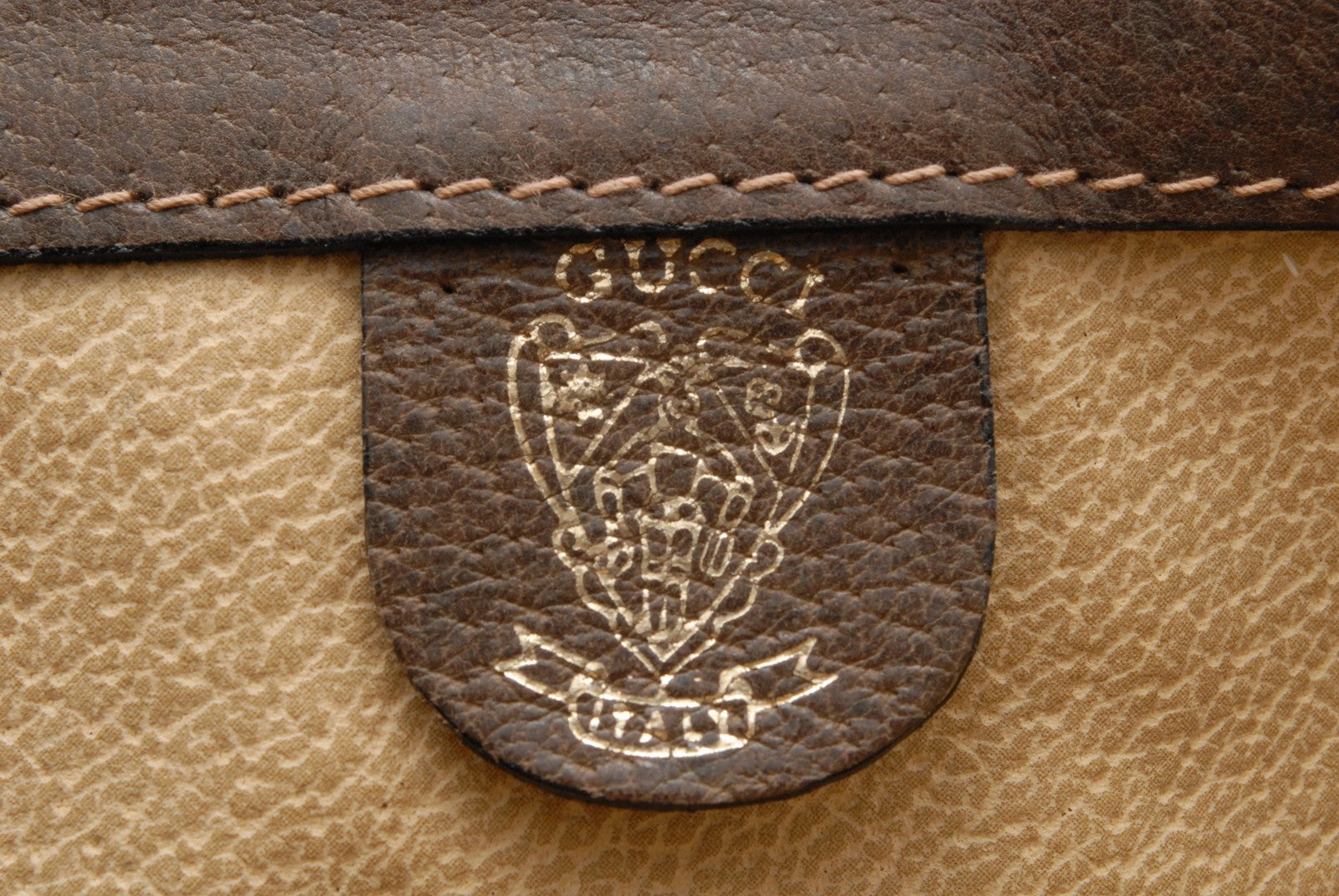 Gucci Sherry Clutch Bag - Beige Brown, PVC Leather