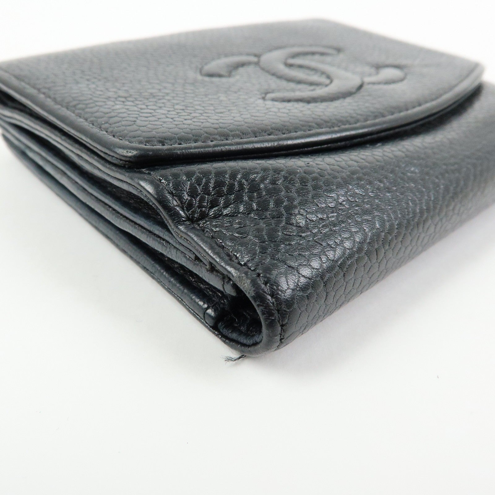 CHANEL COCO Mark Compact Wallet - Black, Caviarskin 