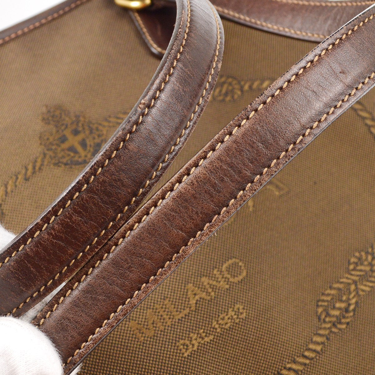 Prada Logo Jacquard Tote Bag - Brown, Canvas & Leather