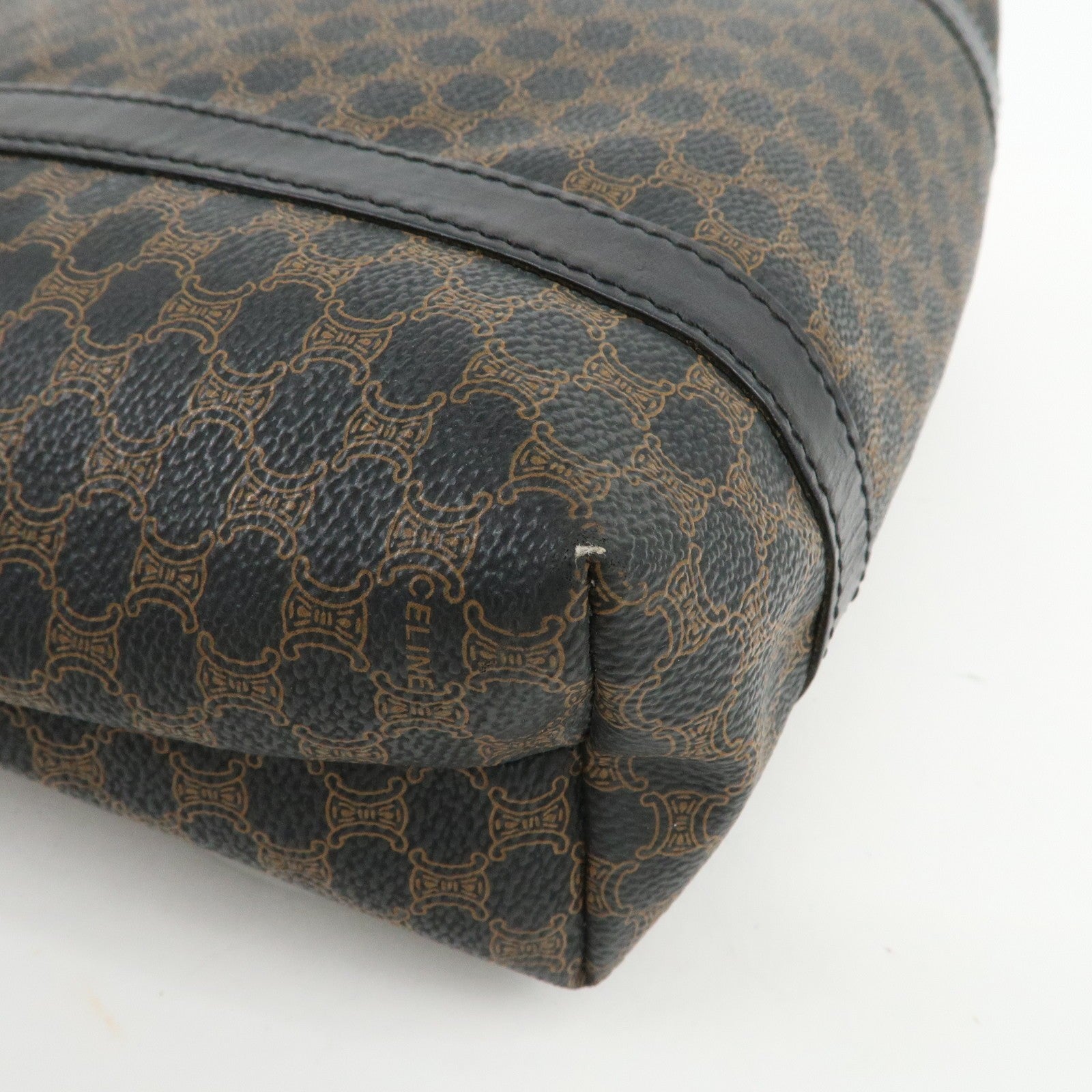 Celine Macadam Logo Tote Bag - Black and Brown, PVC Coated Canvas and Leather 