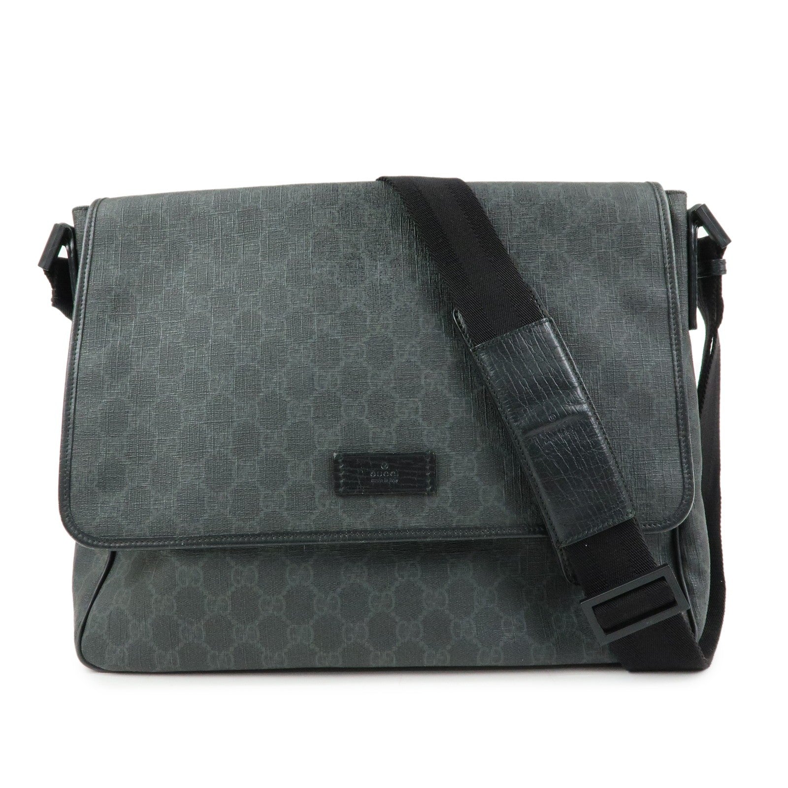 GUCCI GG Supreme Leather Shoulder Bag Crossbody Bag Black