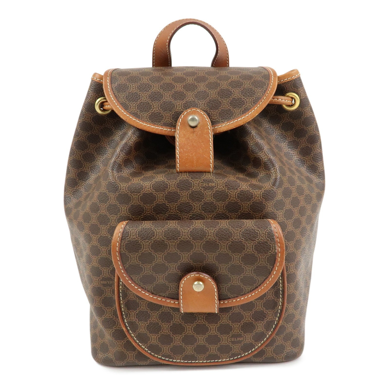 Celine Macadam Backpack - Brown, PVC Coated Canvas and Leather 