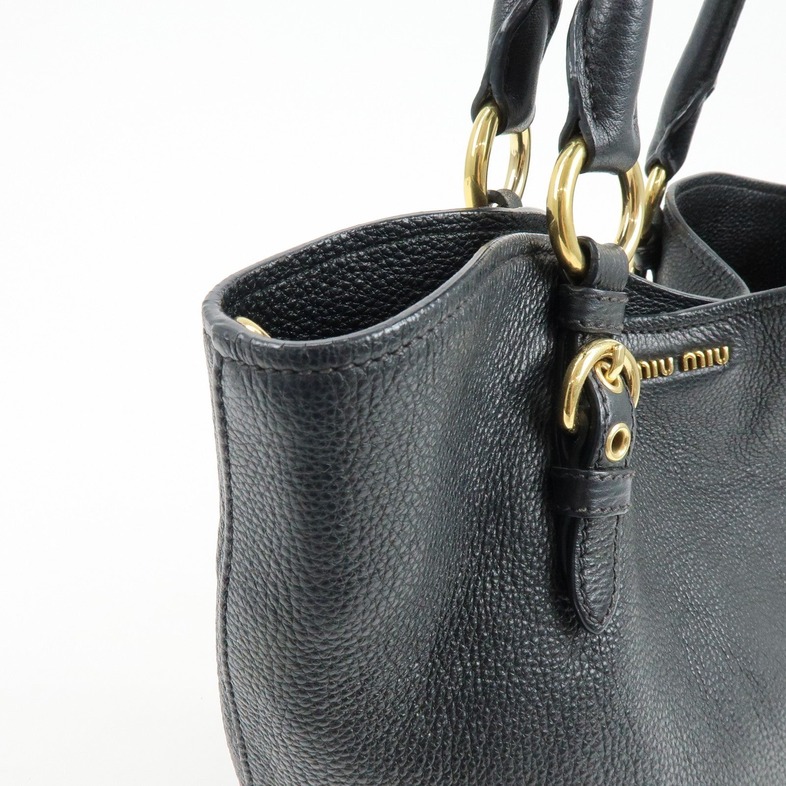 Miu Miu Vittello Phoenix 2Way Hand Shoulder Bag - Black, Leather