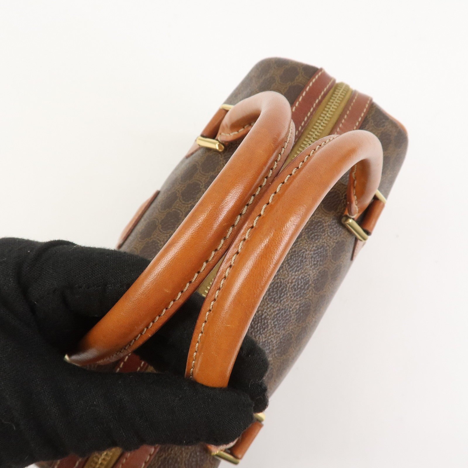 Celine Macadam Boston Hand Bag - Brown, PVC Leather 