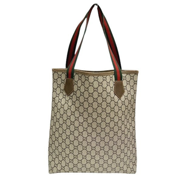 Gucci GG Plus Sherry Line Bag Tote - Brown x Beige, PVC x Leather