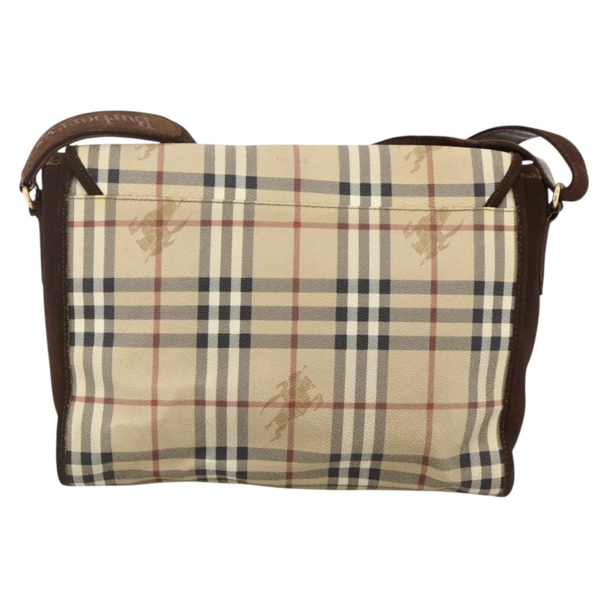 Burberrys Nova Check Shoulder Bag - Beige / Gold, PVC Leather