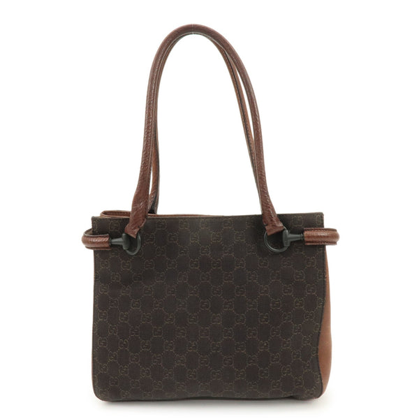 Gucci Denim Tote Bag - Brown, GG Canvas, Leather