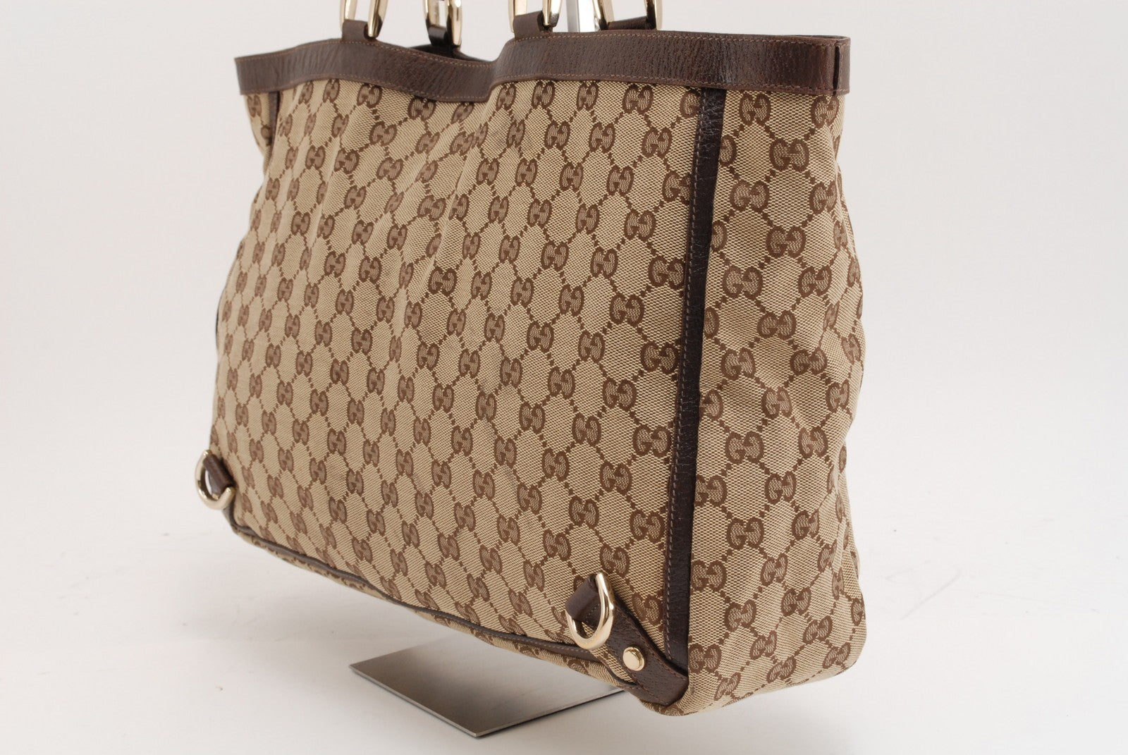 Gucci GG Canvas Tote Bag - Beige Brown, Canvas Leather