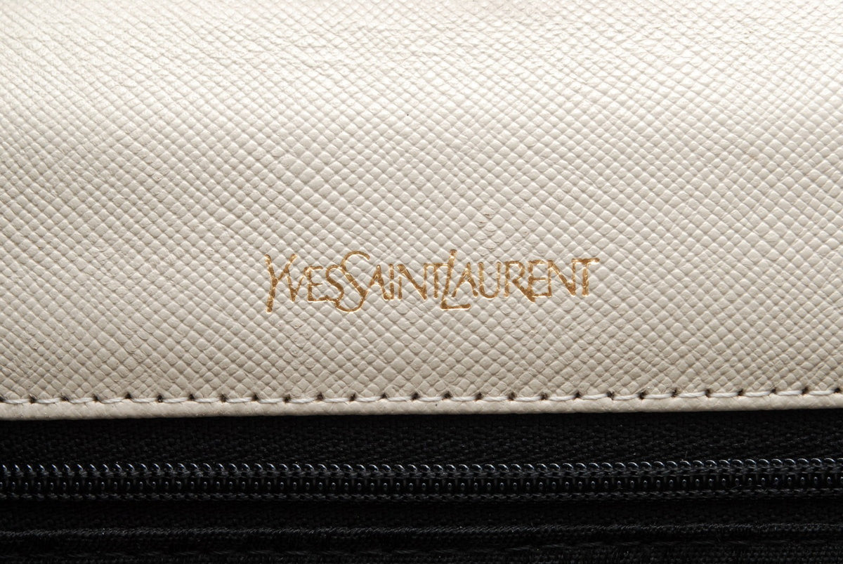 Yves Saint Laurent YSL Flap Bag - White, Leather