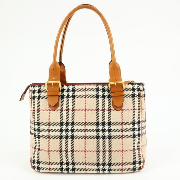 Burberry Nova Plaid Tote Bag - Beige, Canvas