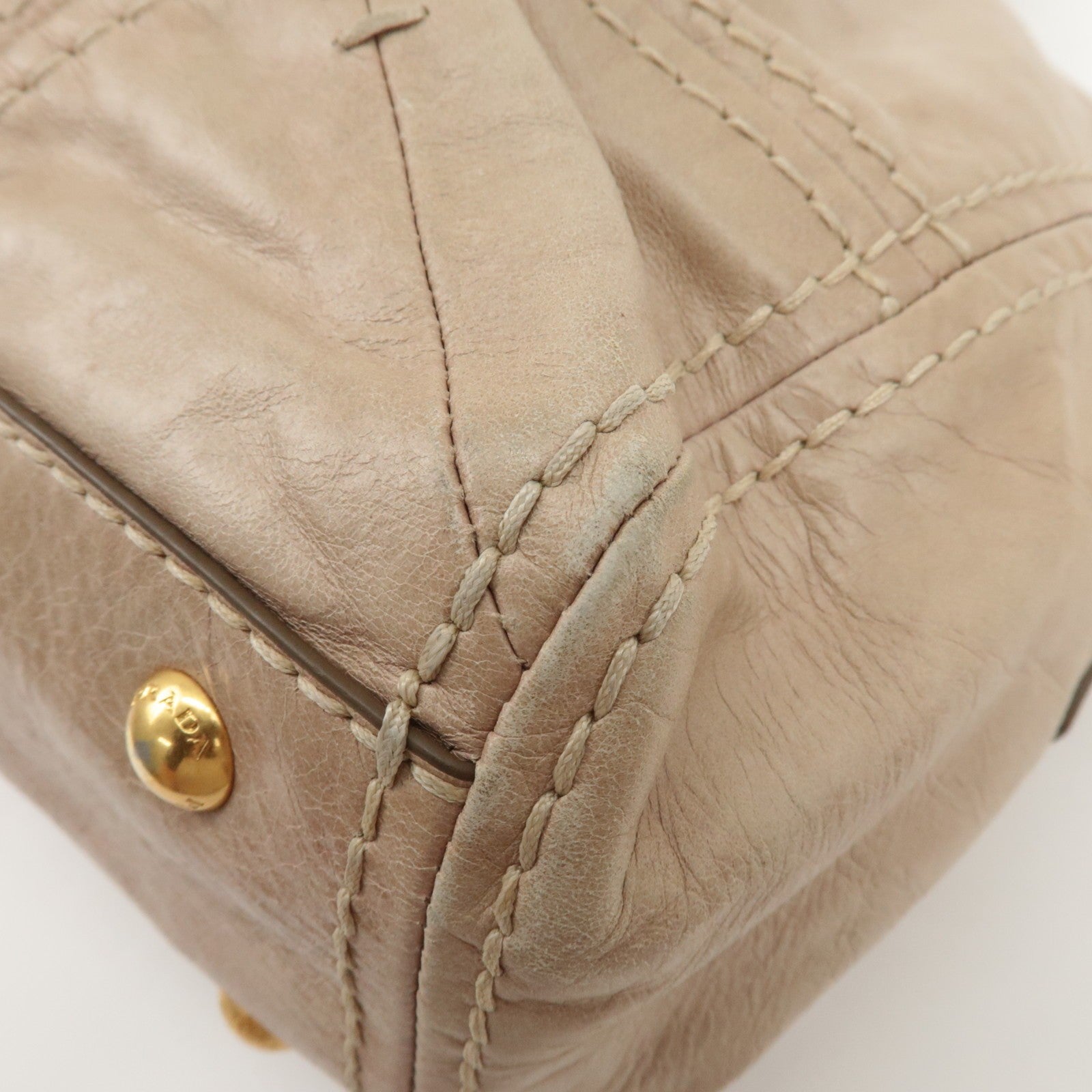 Prada Leather 2way Bag - Beige, Leather