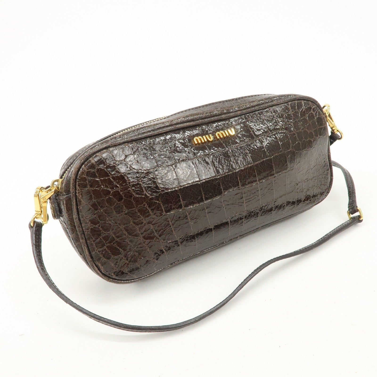 Miu Miu Shoulder Crossbody Bag - Dark Brown, Embossed Leather 