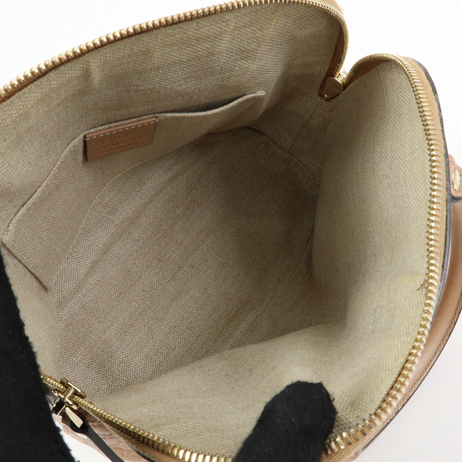 GUCCI Microguccissima Leather Bag Hand Bag Beige