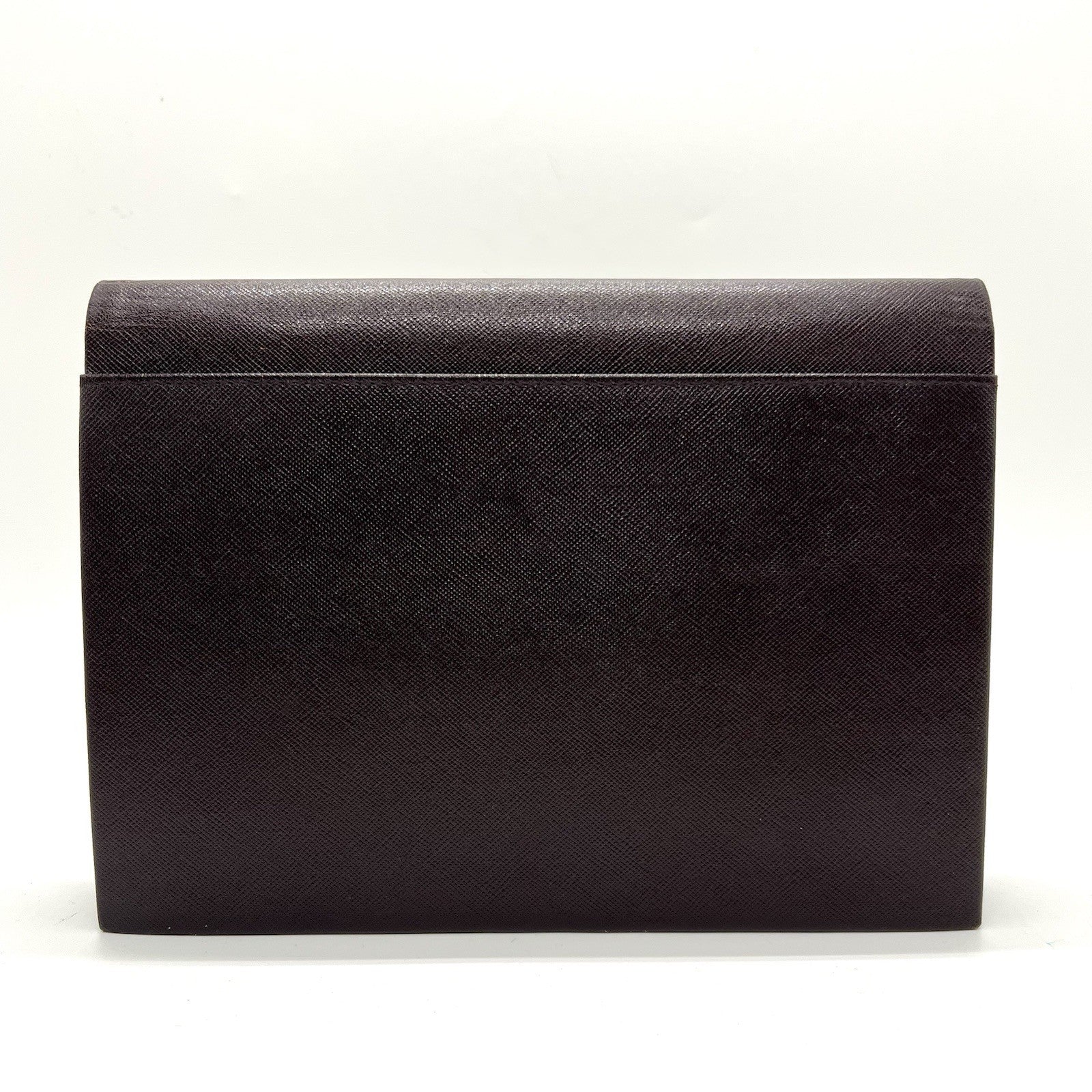 Saint Laurent YSL Vintage Clutch Bag - Brown, Saffiano Leather 