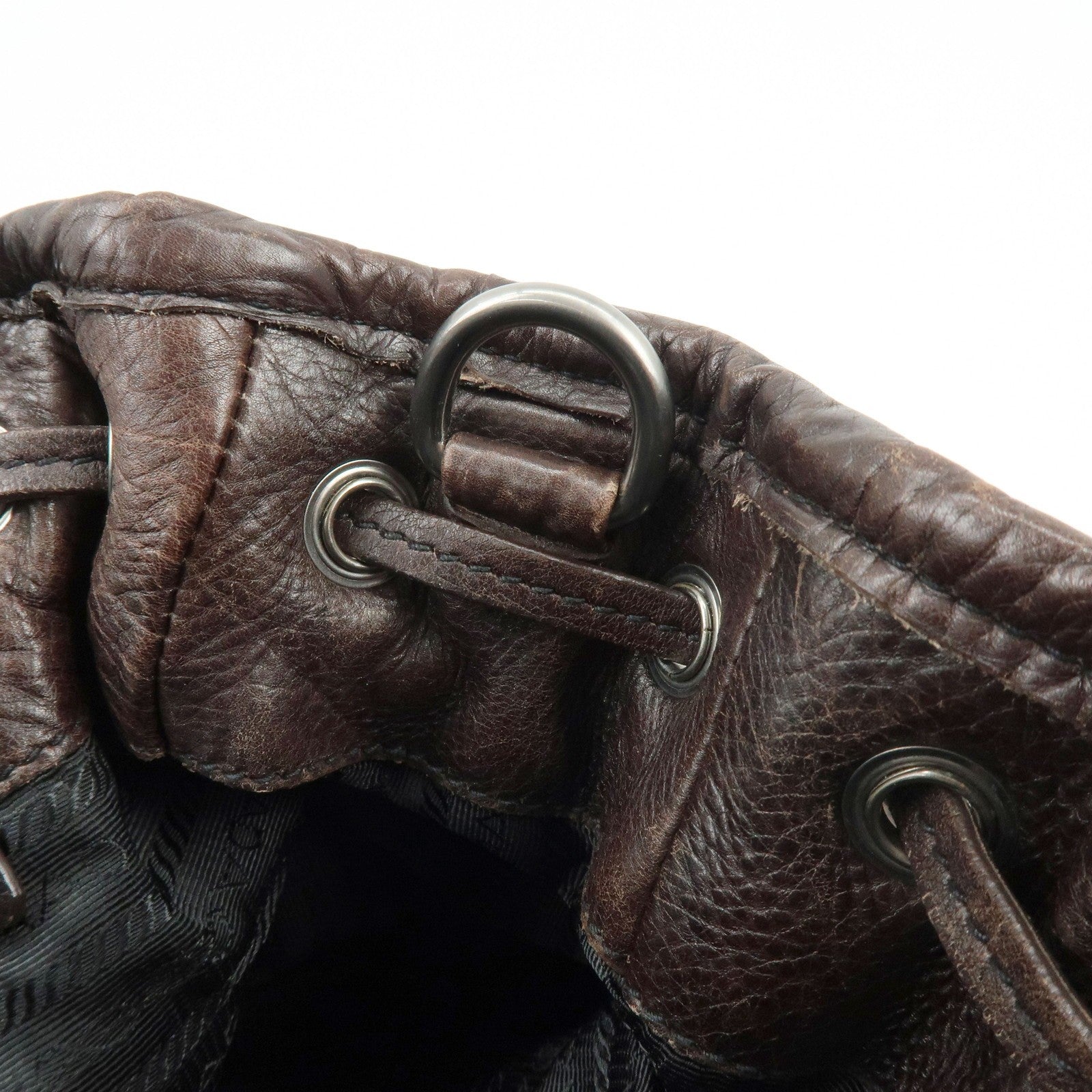 Prada Hand Bag Tote Bag - Brown, Black, Leather, Nylon