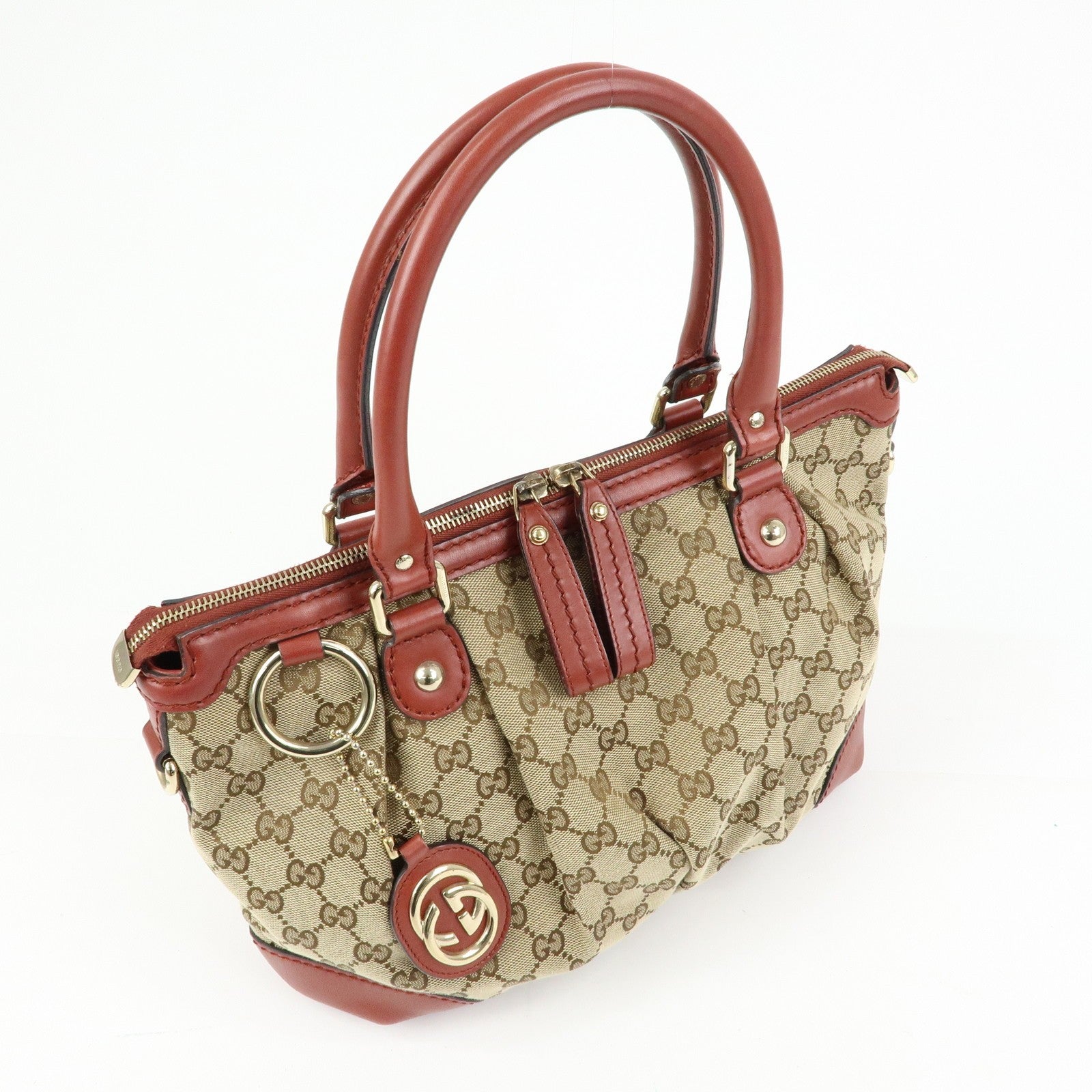 Gucci 2 Way Bag - Beige, Canvas Leather