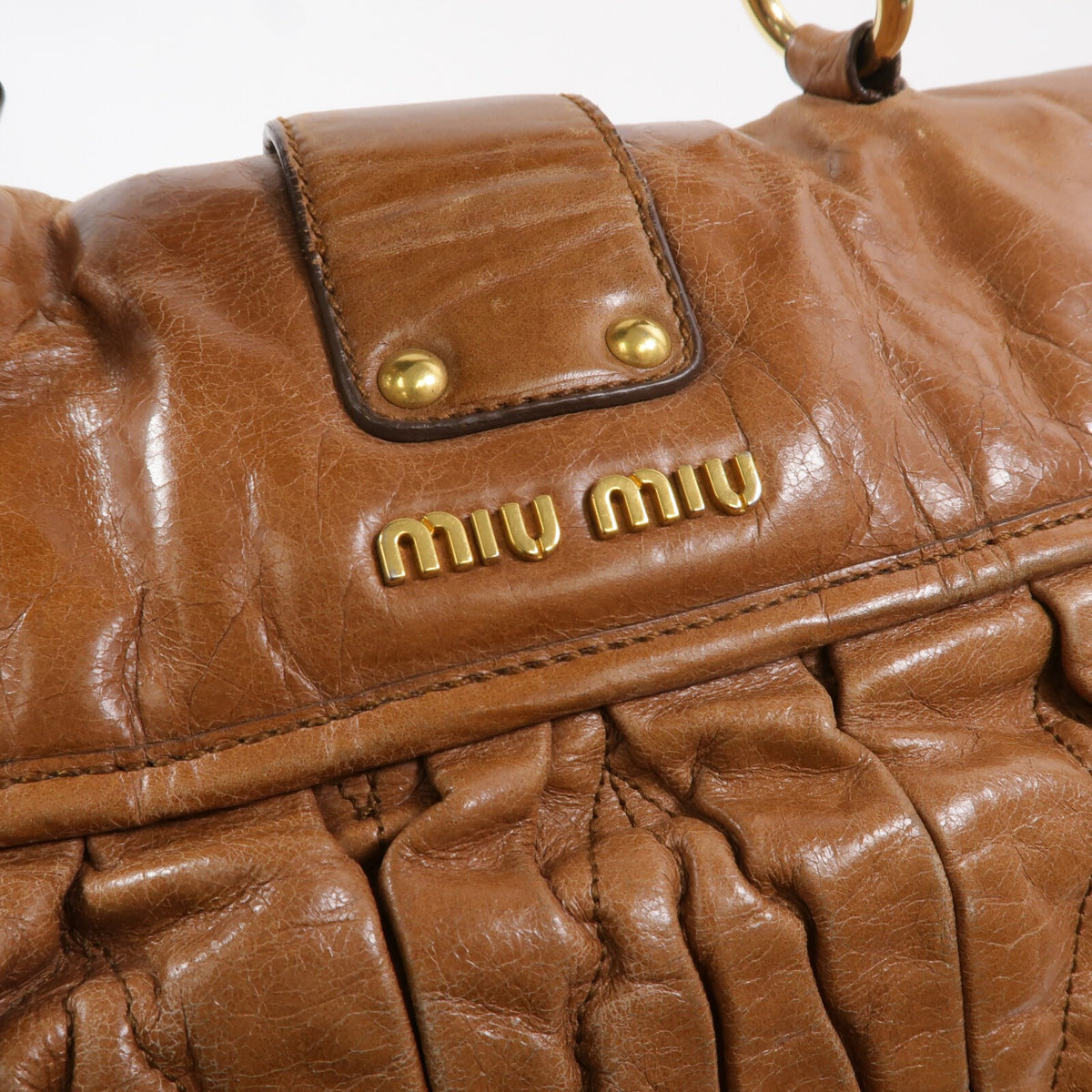 Miu Miu GHW 2 Way Shoulder Bag - Brown, Calfskin Leather