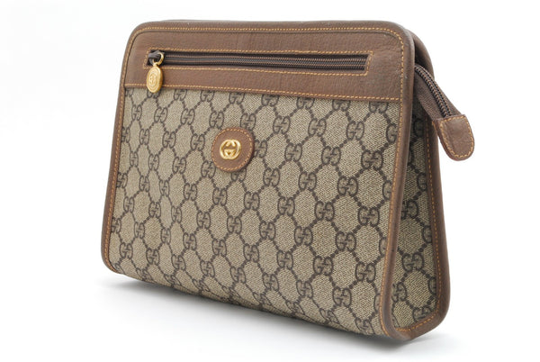 Gucci GG Supreme Monogram Clutch - Brown, PVC Leather