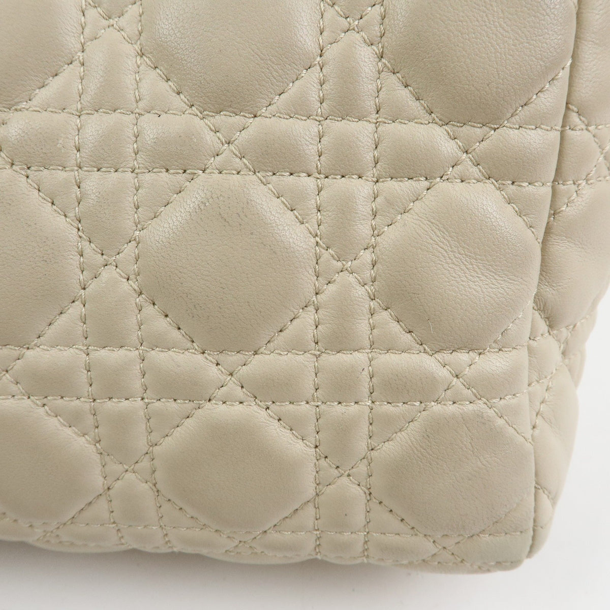Christian Dior Lady Dior Hand Bag - Ivory, Lamb Skin