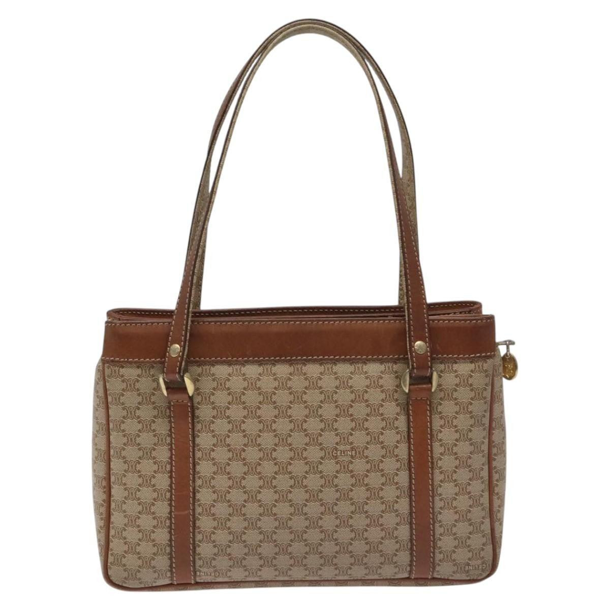 Celine Macadam Hand Bag - Beige/Gold, Canvas