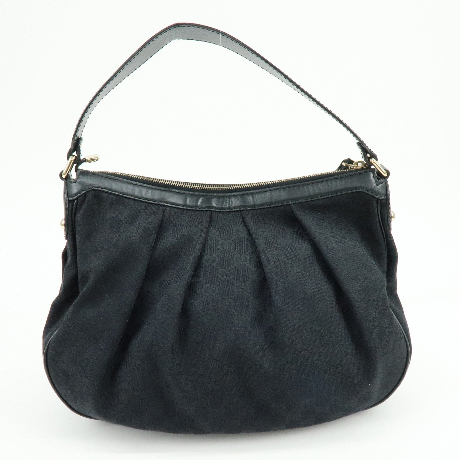 GUCCI Sukey GG Canvas Leather Shoulder Bag Black