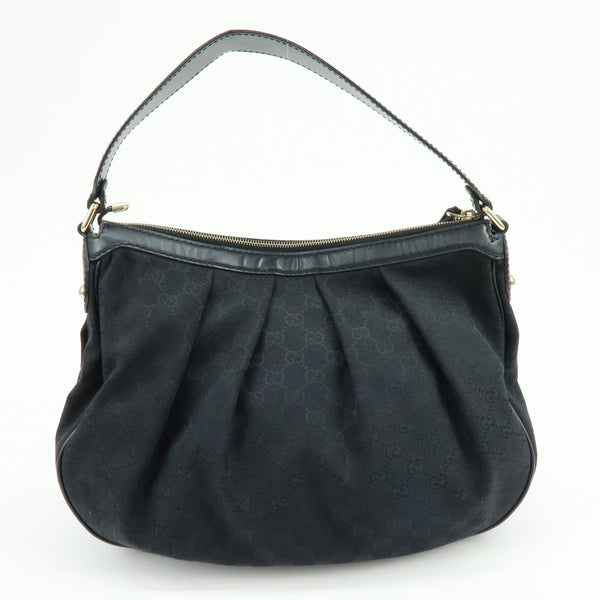 GUCCI Sukey GG Canvas Leather Shoulder Bag Black
