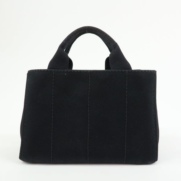 PRADA Canapa Triangle Logo Tote Bag - Black, Canvas