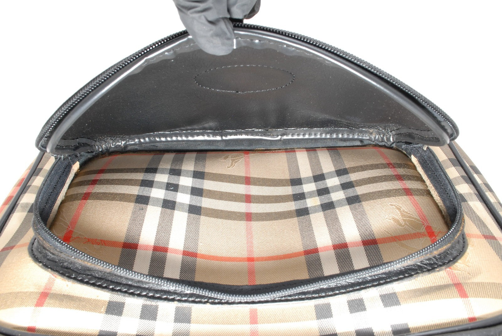 Burberry Nova Check Hand Mini Boston Bag - Black, Canvas