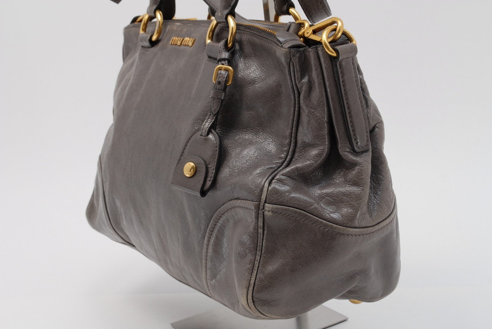 Miu Miu 2Way Satchel Handbag - Gray, Leather