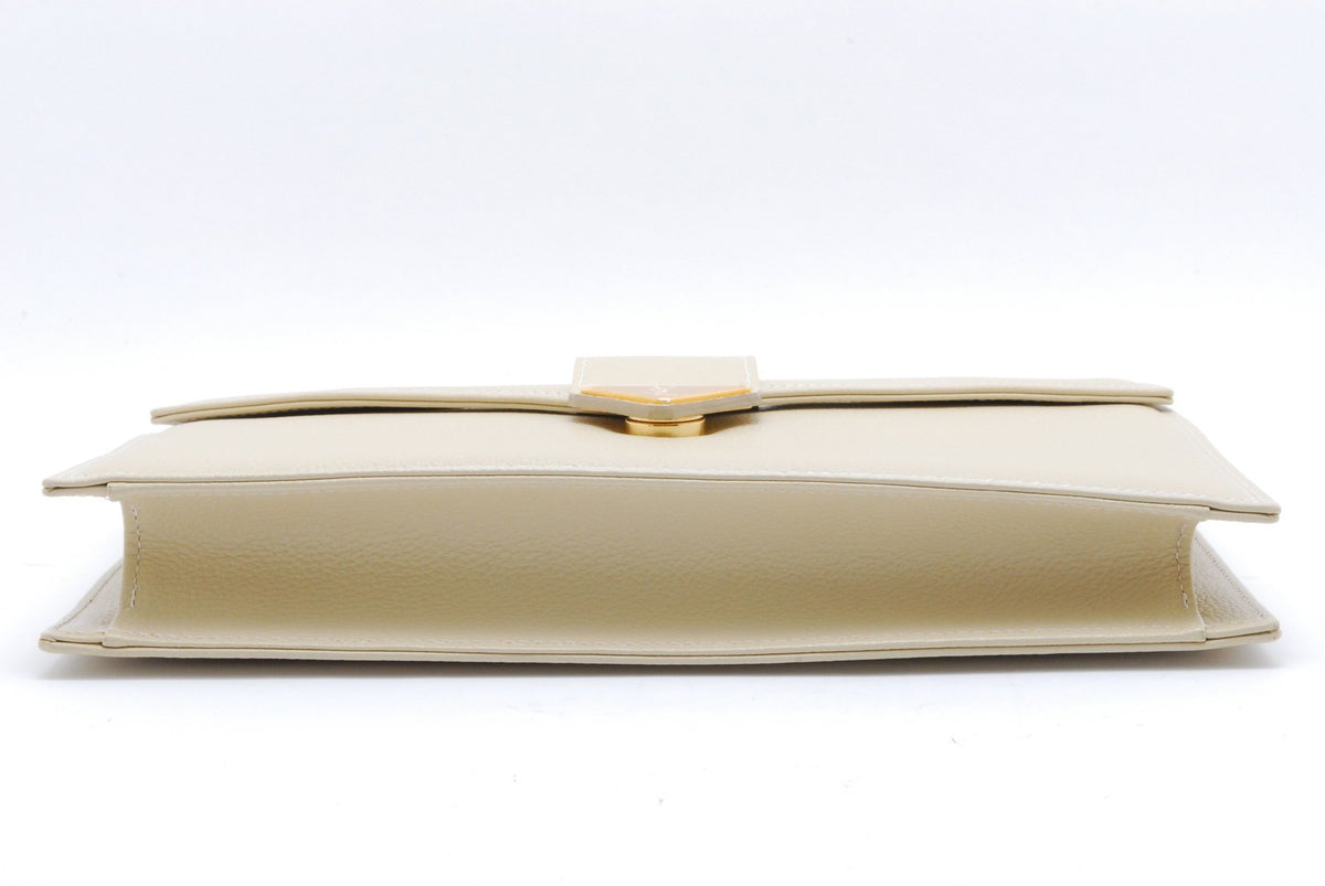 Saint Laurent Yves Saint Laurent Envelope Clutch Bag - Beige, Leather
