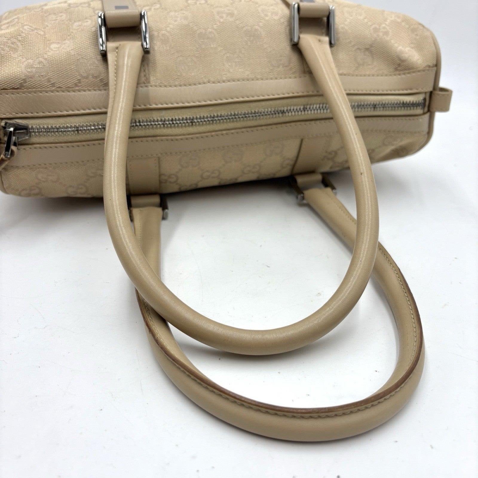 Gucci GG Mini Boston Handbag - Beige, Canvas 