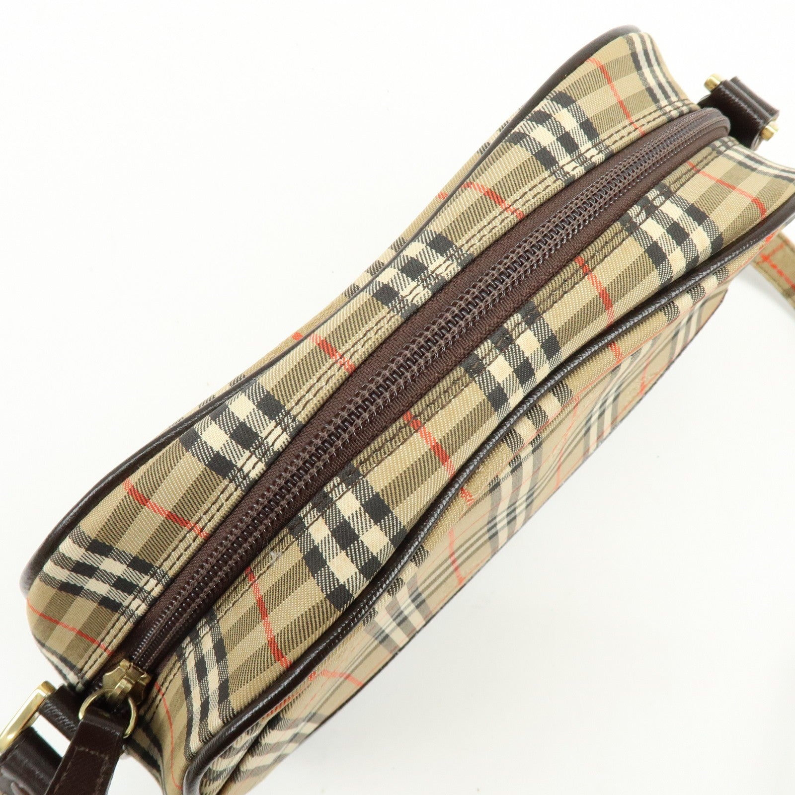 Burberry Nova Plaid Shoulder Crossbody Bag - Beige, Canvas, Leather
