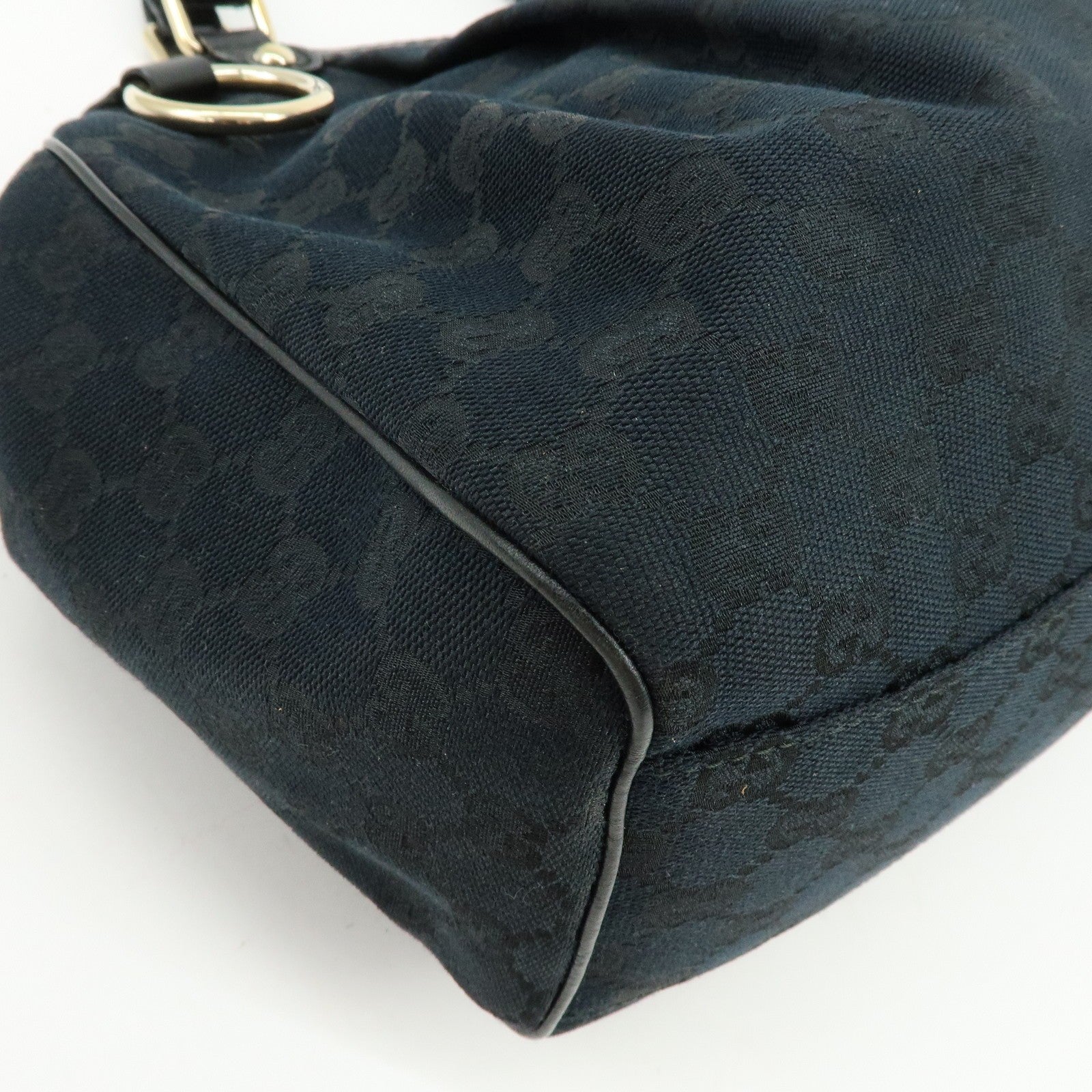 GUCCI Sukey GG Canvas Leather Tote Bag Hand Bag Black