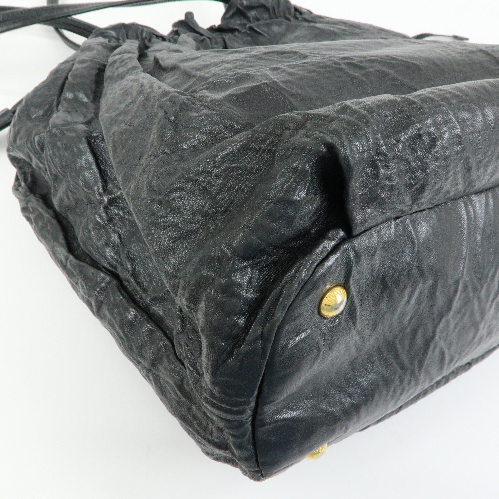 Prada Drawstring Shoulder Bag - Black, Leather 