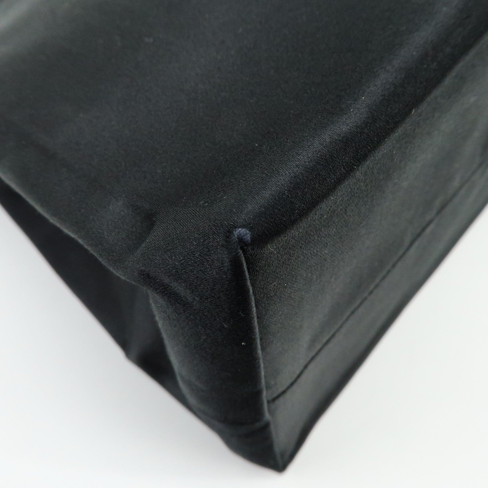 Prada Triangle Logo Tote Hand Bag - Black, Satin