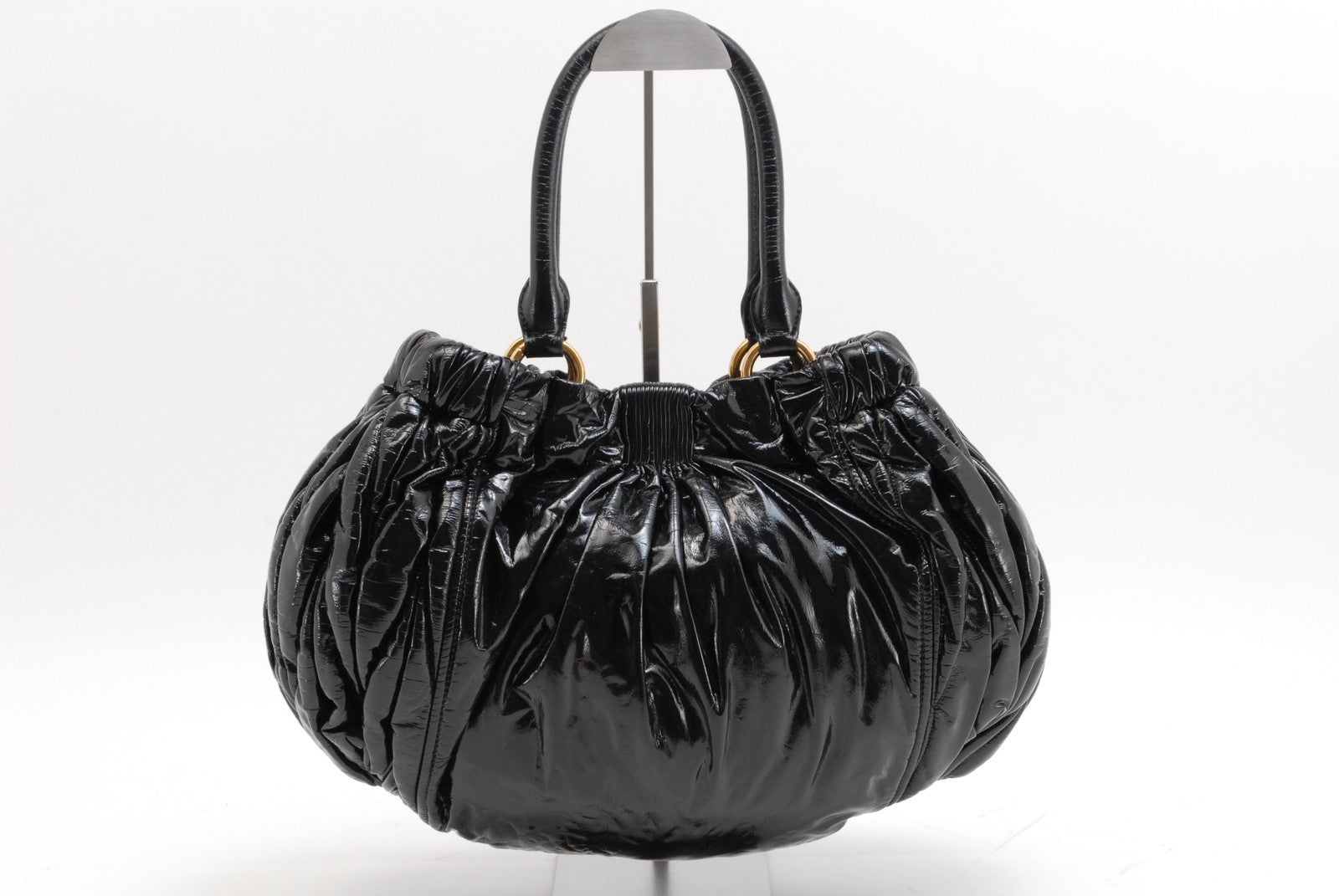 Miu Miu 142 Tote Shoulder Bag - Black, Patent Leather