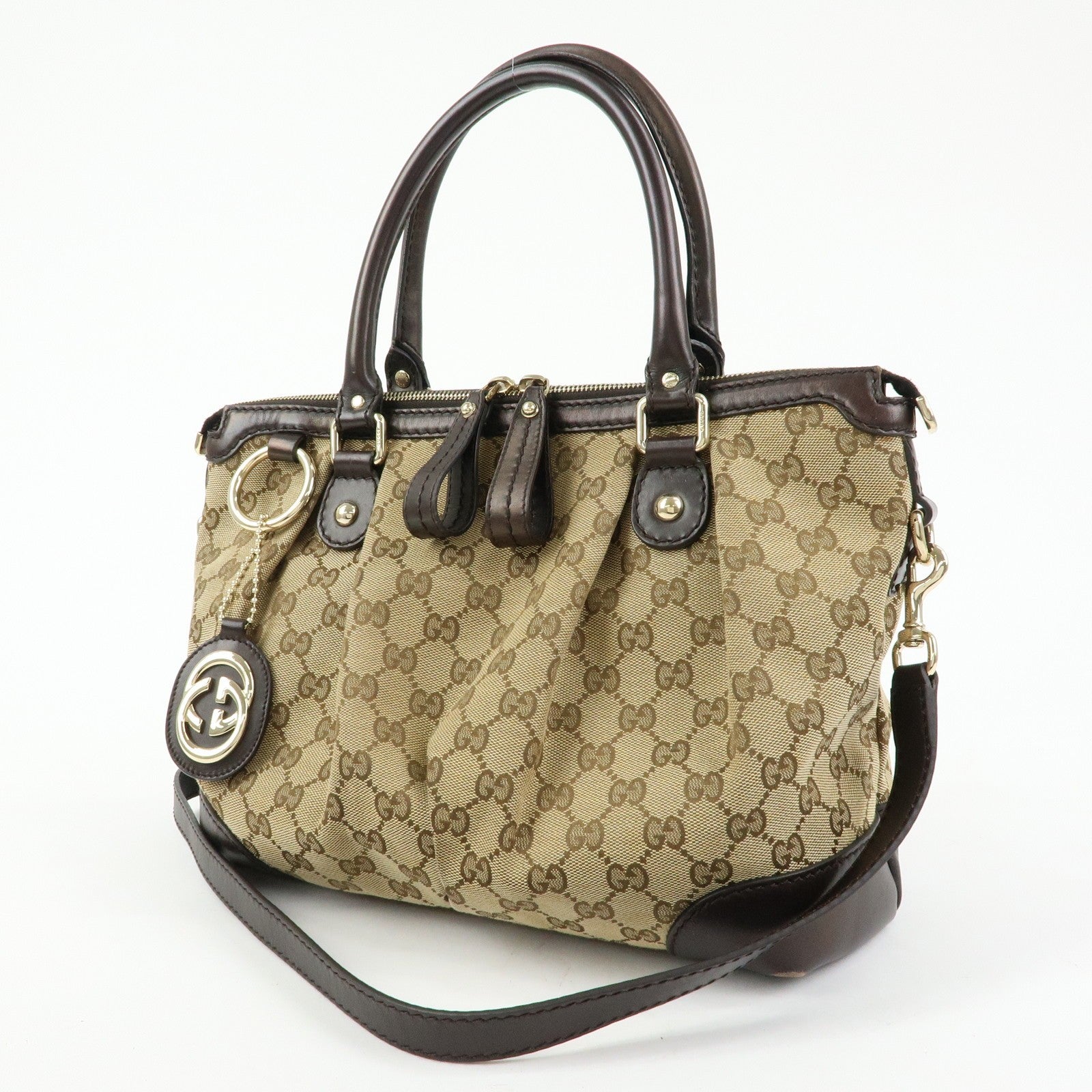 Gucci 247902 2Way Bag - Brown, Canvas and Leather
