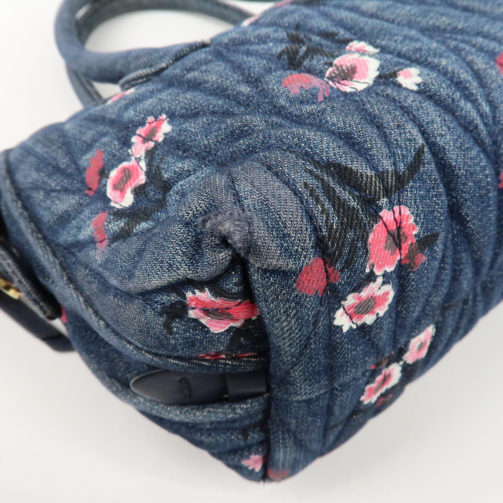 Miu Miu Matelasse Denim Leather 2Way Bag - Blue, Denim, Leather 