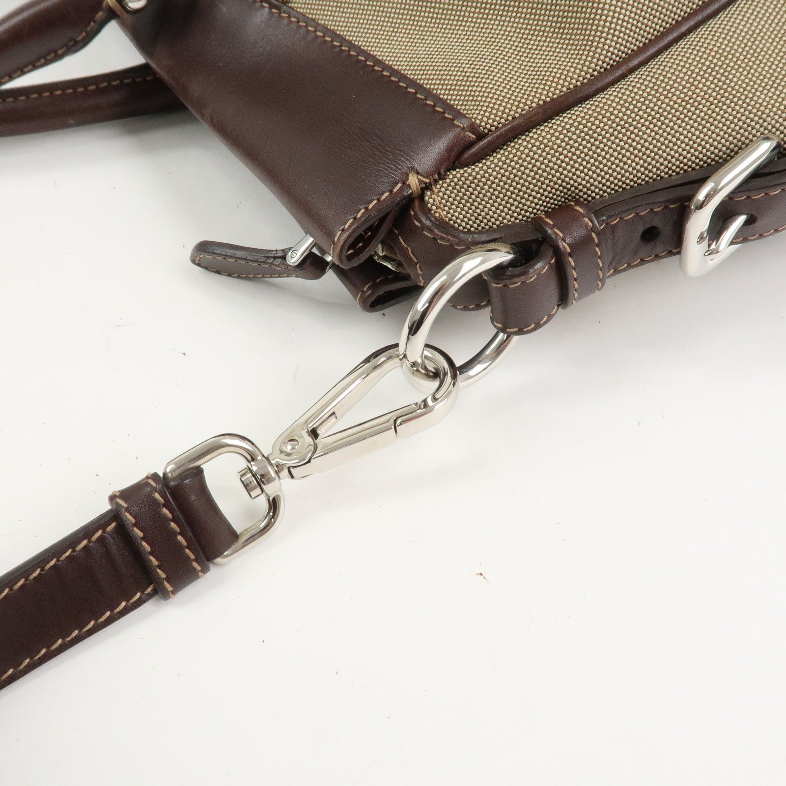 Prada Logo 2Way Shoulder Hand Bag - Brown, Canvas and Leather