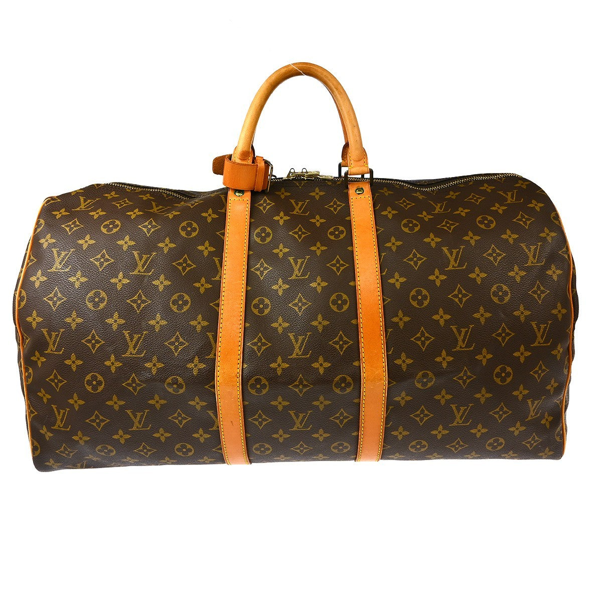 Louis Vuitton Monogram Keepall 55 Travel Duffle Handbag - Brown, Leather and Monogram Canvas