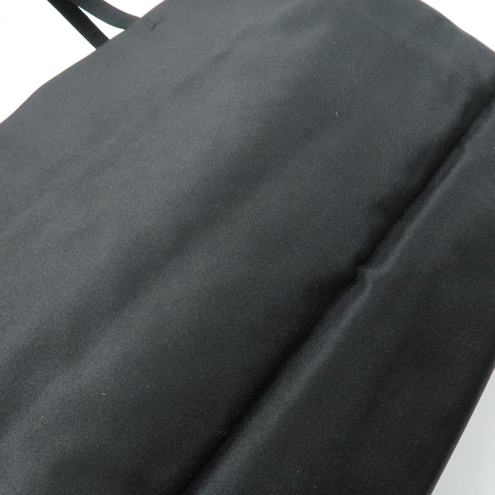 Prada Triangle Logo Tote Hand Bag - Black, Satin