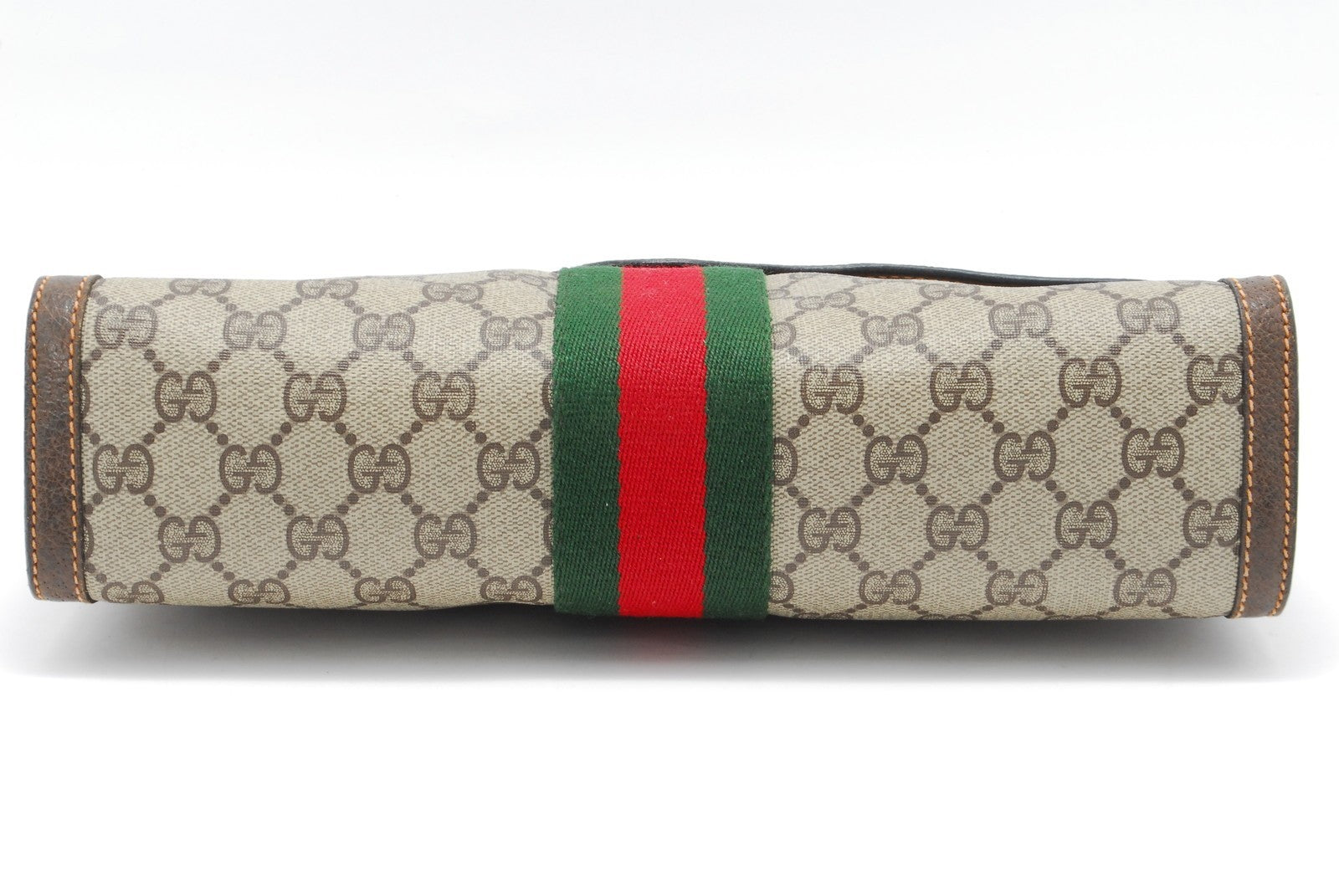 Gucci Sherry Line Clutch Bag - Brown, PVC Leather 
