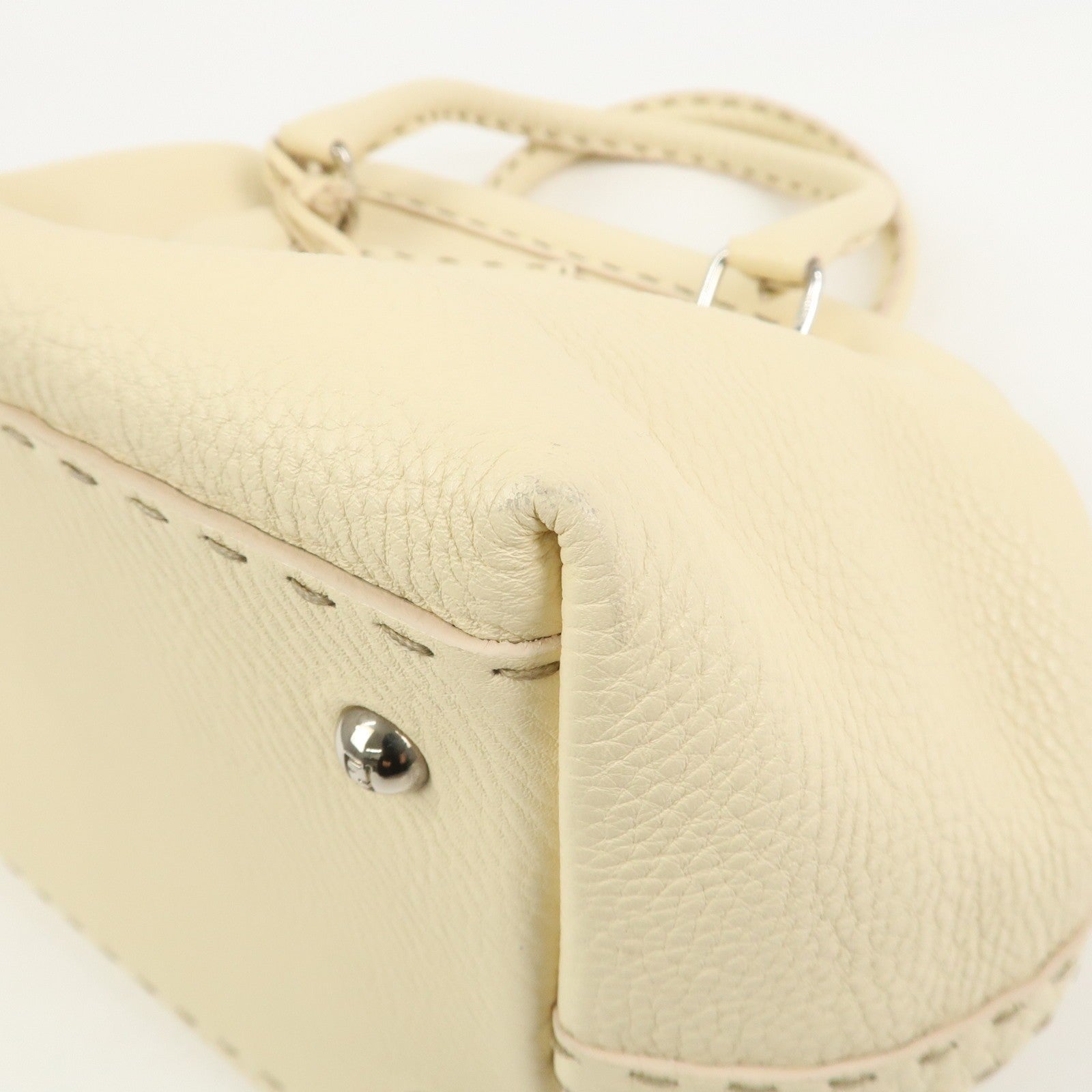 Fendi Boston Hand Bag - Cream, Leather