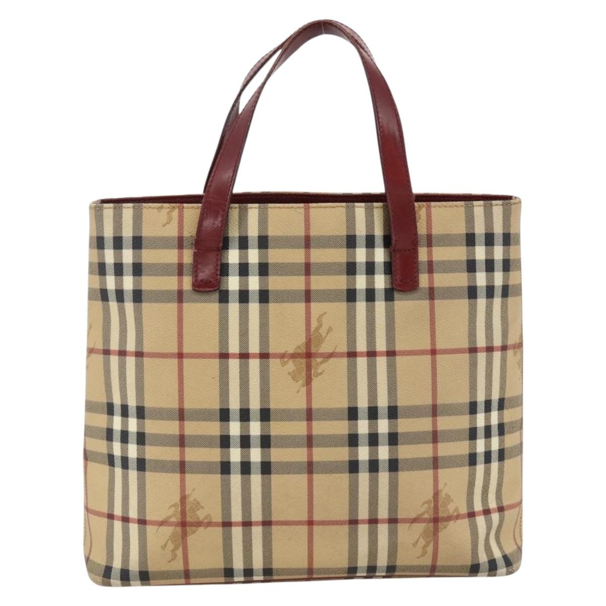 Burberry Nova Check Hand Bag - Beige / Silver, PVC Leather