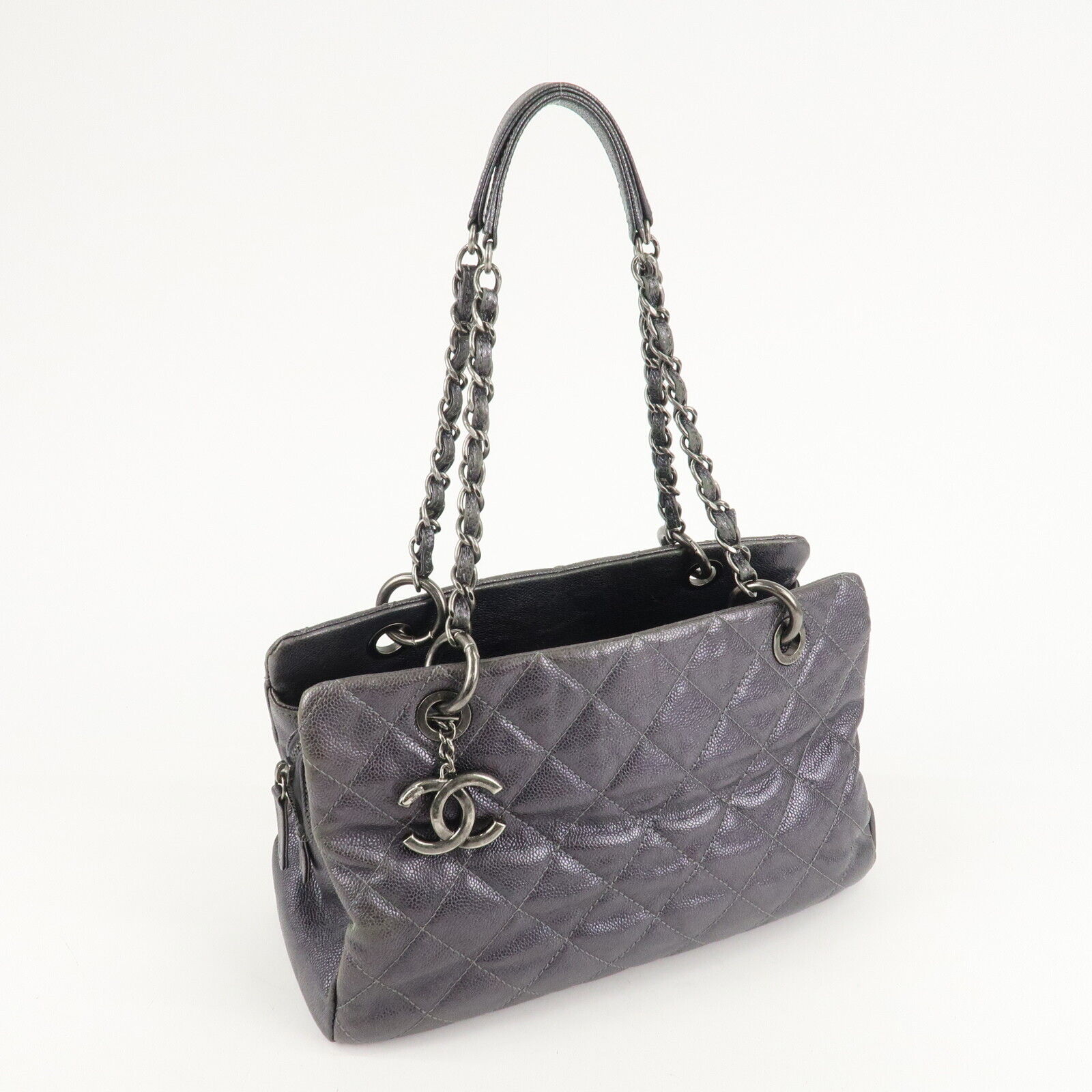 Chanel Matelasse COCO Mark Tote Bag - Gray, Leather