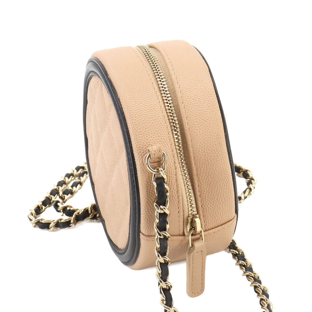 Chanel CC Filigree Chain Shoulder Bag - Beige, Black, Caviarskin Leather