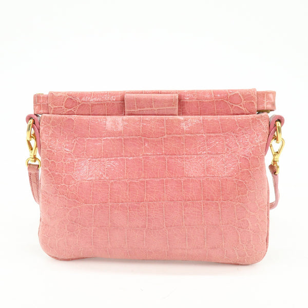 Miu Miu Embossed Leather Crossbody Bag - Pink, Leather