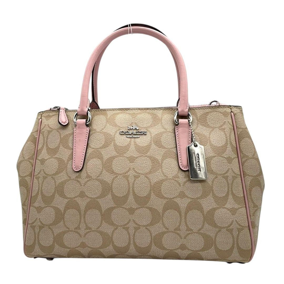 Coach Signature 2way Crossbody Handbag - Pink Beige, PVC